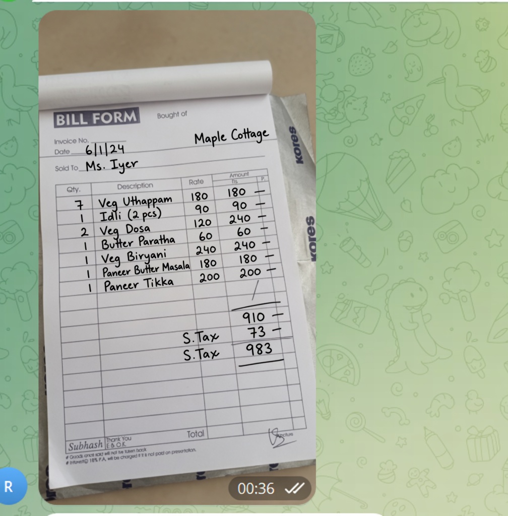 Handwritten slip photographed in chat